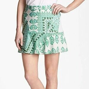 Collective Concepts Teal/Green Abstract Print Mini Skirt S